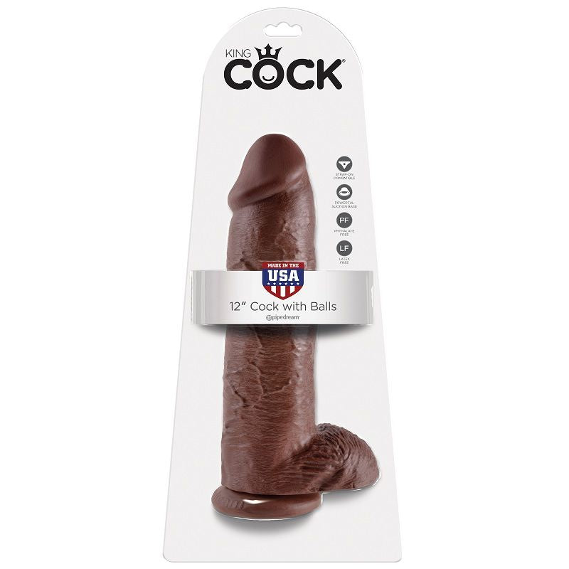 KING COCK - DILDO MARRONE CON SFERE 30.48 CM