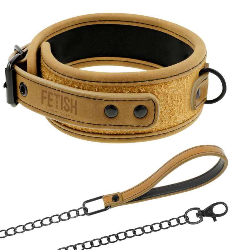FETISH SUBMISSIVE ORIGIN - COLLANA A CATENA RIVESTITA IN NEOPRENE